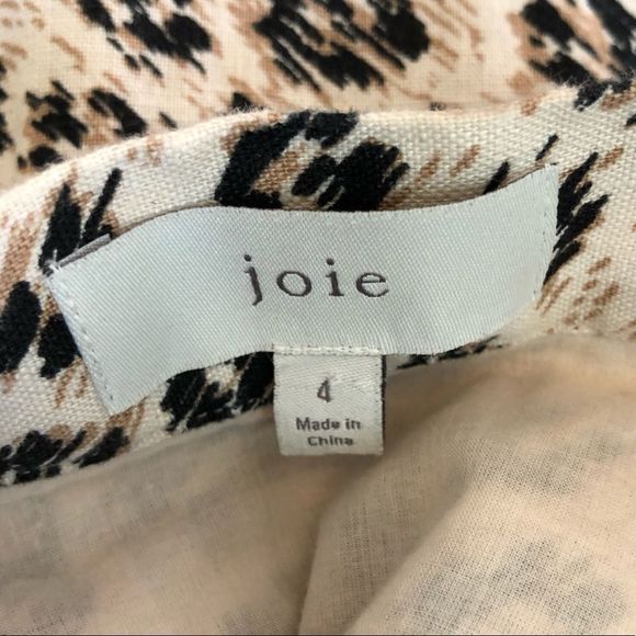 Joie Collen A-Line Leopard Print Linen Wrap Midi Skirt in Cappuccino - Picture 11 of 13